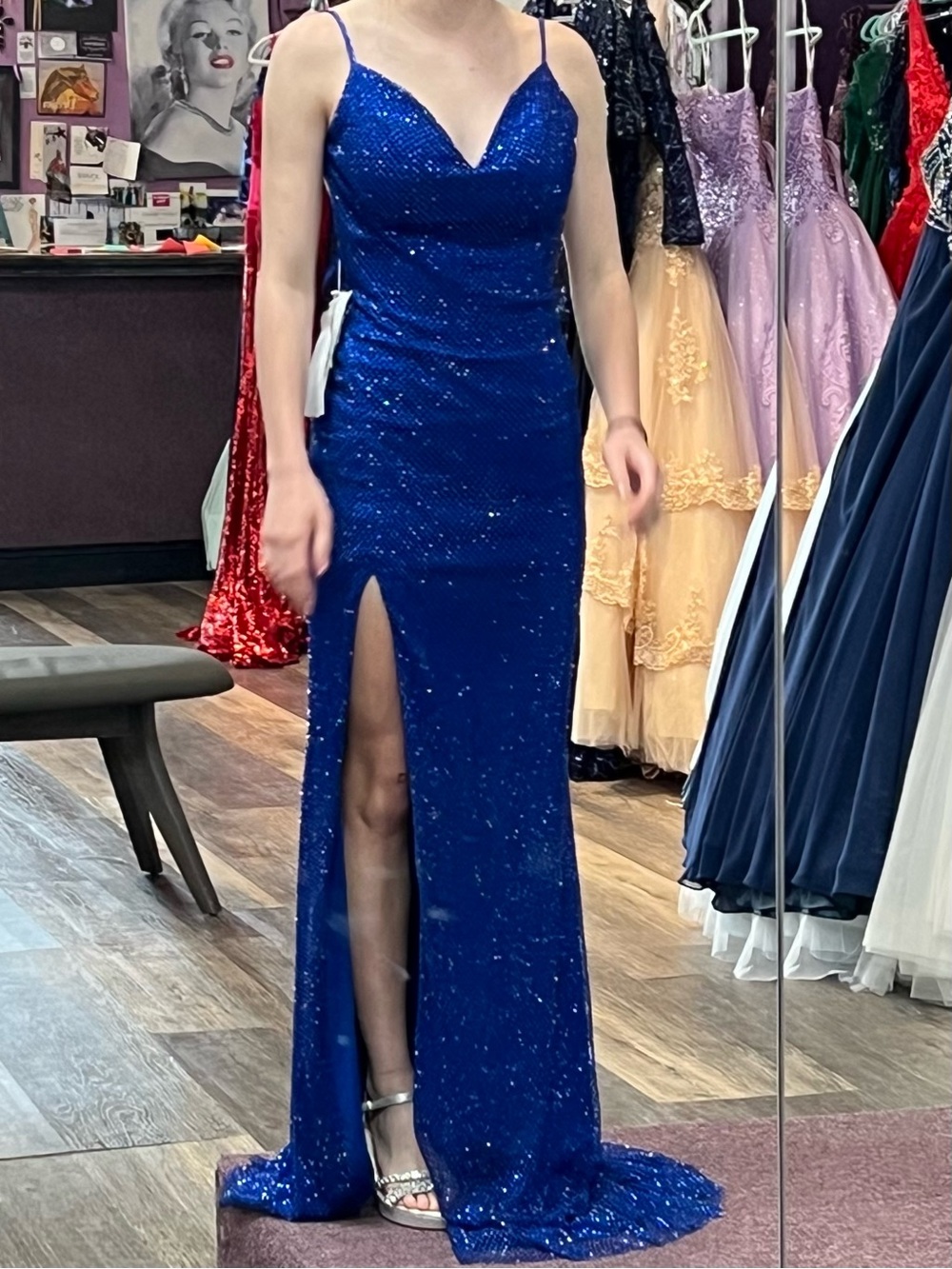 Jovani Royal Blue Sequin Maxi Dress